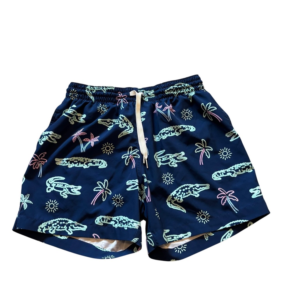 Chubbies Mens Navy Neon Alligator Palm Tree Swim‎ Trunks 5.5 Inseam Small